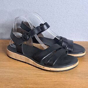 Paul Green Teegan Black Leather Sandals Women UK 7 US 10 Black Soft Strappy